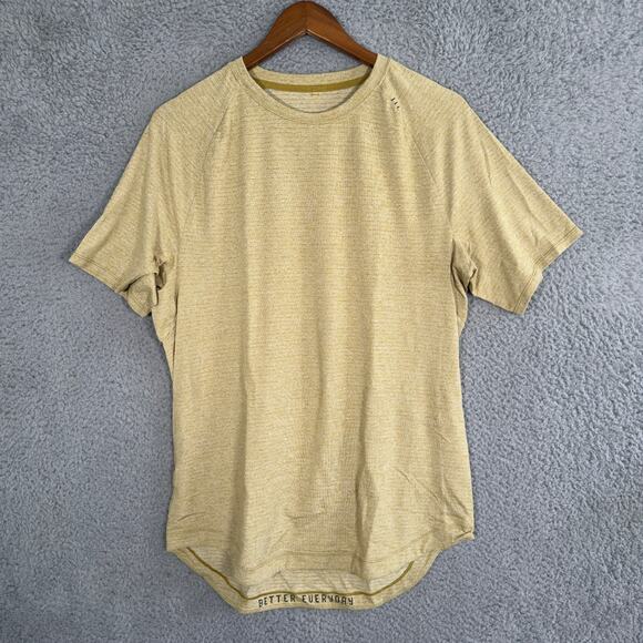 Lululemon Shirt Mens Large Yellow Drysense Training Short Sleeve - Picture 1 of 9
